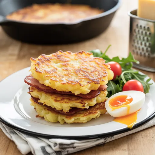 Potato Pancakes with Bacon and Fried Egg