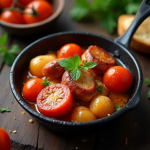 Mini Tomato, Bacon, and Octopus Ajillo