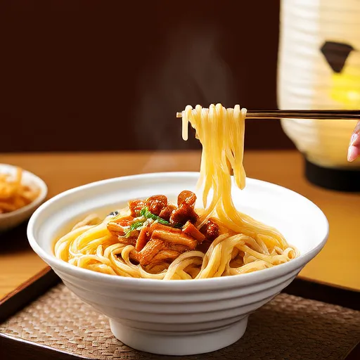Milch-Curry-Udon mit Schweinebauch