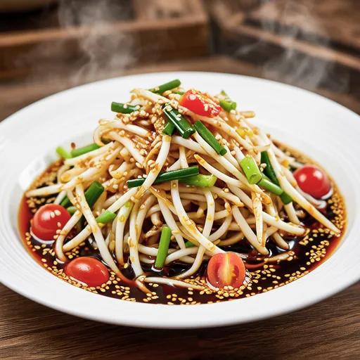 Bean Sprout and Green Onion Sesame Chili Oil Salad