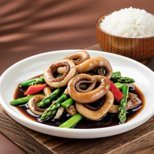 Stir-fried Squid and Asparagus with Chinese Sauce