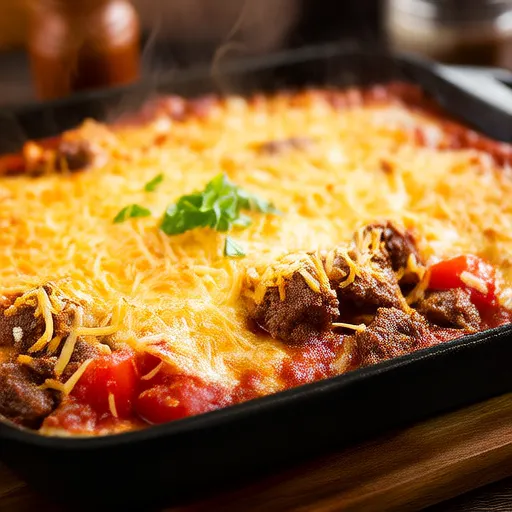 Tomates y carne de res gratinados