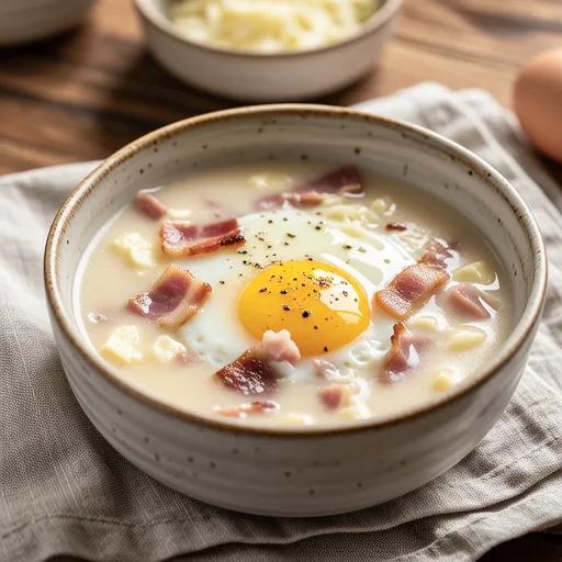 Soy Milk Carbonara Soup