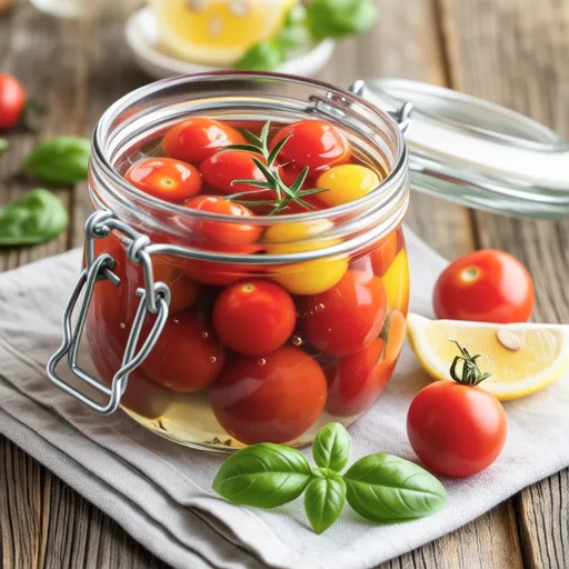 Colorful Cherry Tomato Basil Plum Syrup Marinade