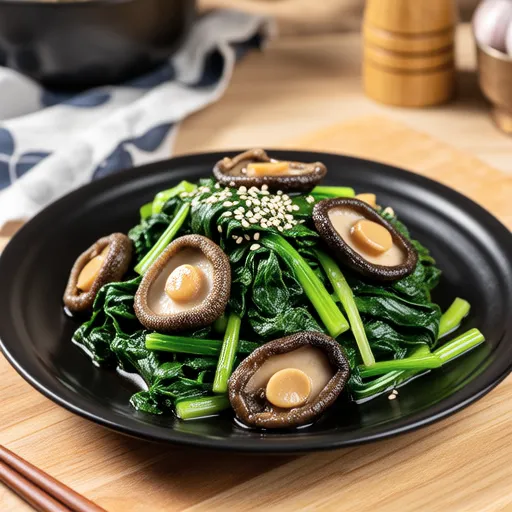 Spinach and King Oyster Mushroom Namul