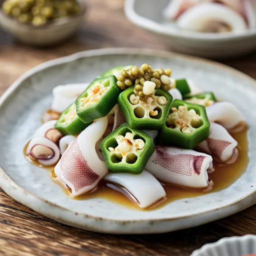 Squid and Okra Natto Mix
