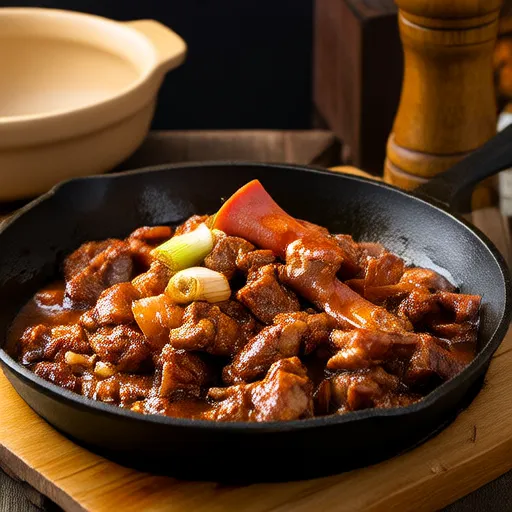 Китайская жареная курица с ветчиной и сосисками