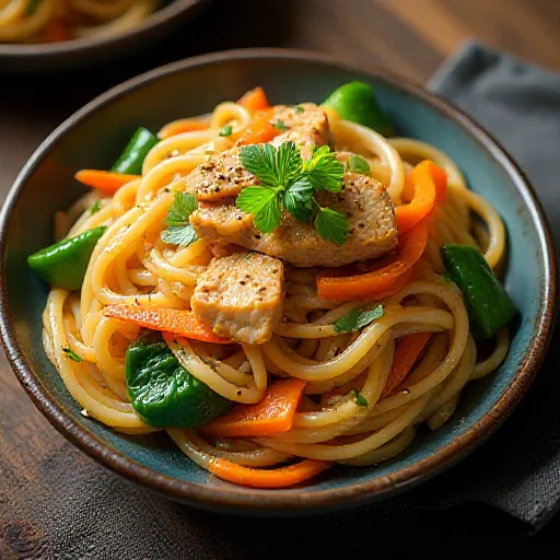 Stir-fried Glass Noodles with Pork Belly and Bok Choy