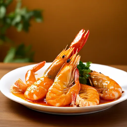 Camarones y Salmón en Mantequilla de Ajo