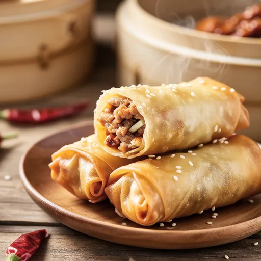Pork Kimchi Spring Rolls