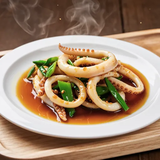Stir-fried Squid and Green Pepper with Butter Soy Sauce