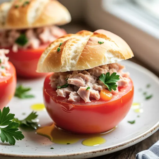 Tuna and Cheese Tomato Cup Salad
