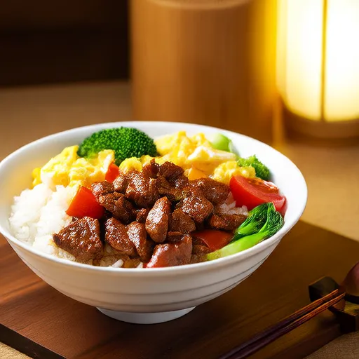 Stir-Fried Rice Bowl with Vegetables and Ground Meat