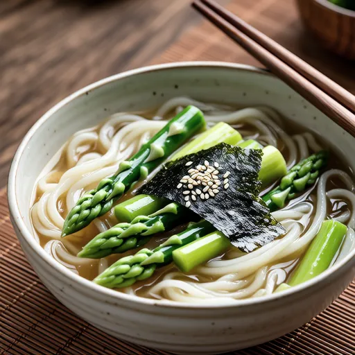 Asparagus and Wakame Vermicelli Soup