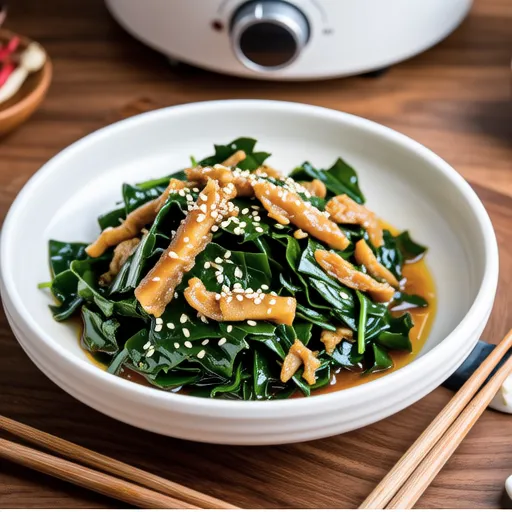 Komatsuna and Canned Mackerel Curry Stir-fry