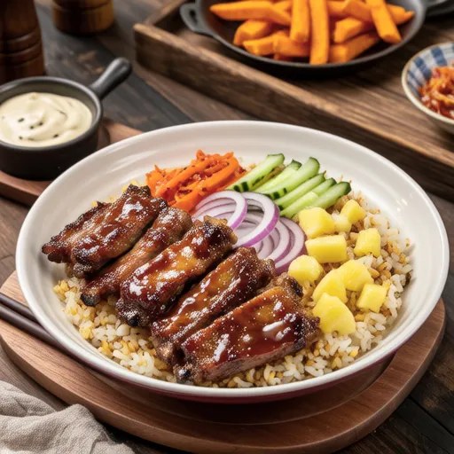 Spicy Pork Ribs with Scallop Pineapple Fried Rice