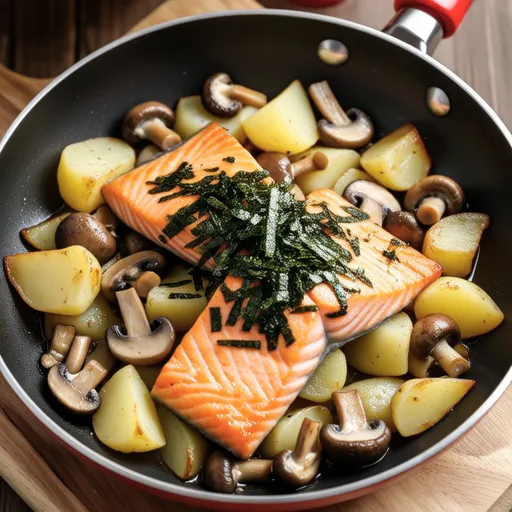 Potato and Salmon Butter Stir-fry with Seaweed