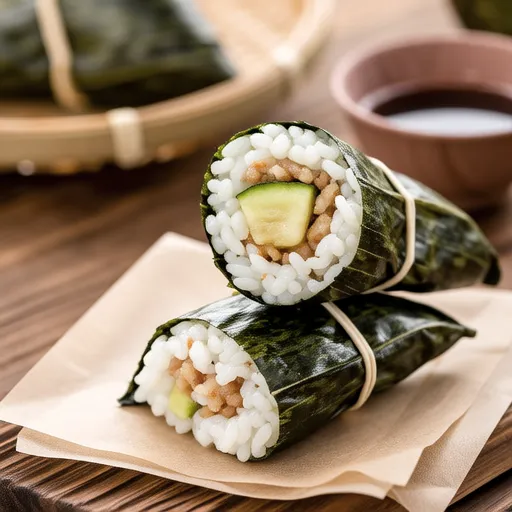 Komatsuna and Shirasu Stick Onigiri