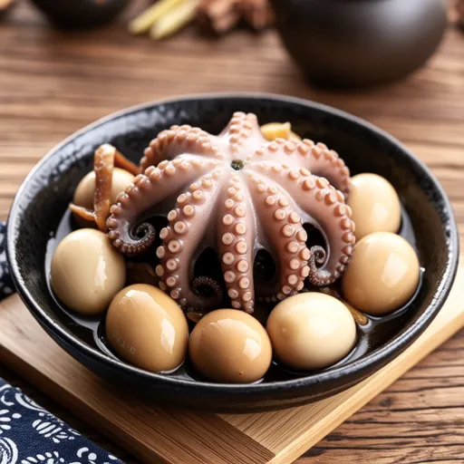 Sweet and Spicy Simmered Octopus and Quail Eggs