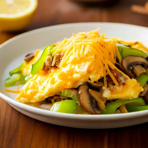 Peynirli Paprika ve Mantarlı Omlet