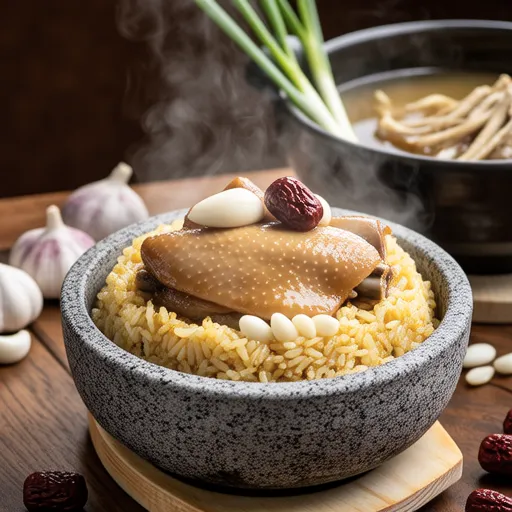 Samgyetang with Nurungji and Abalone