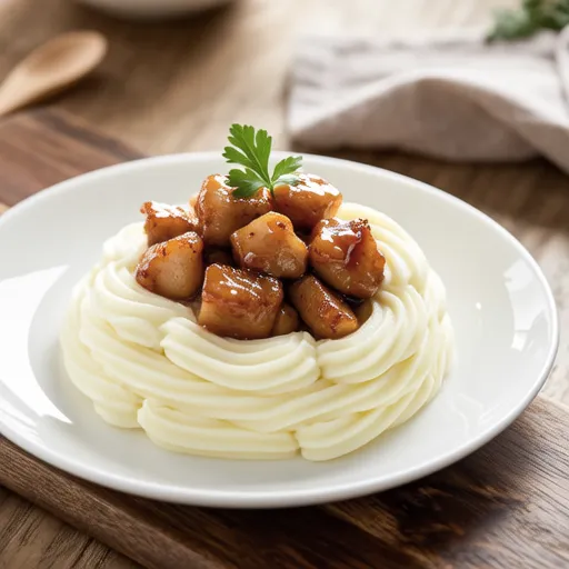 Sweet Potato Mousse with Stir-fried Chicken Breast