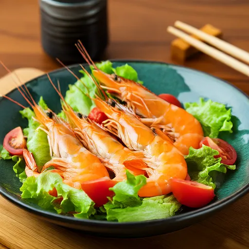 Ensalada simple con camarones hervidos