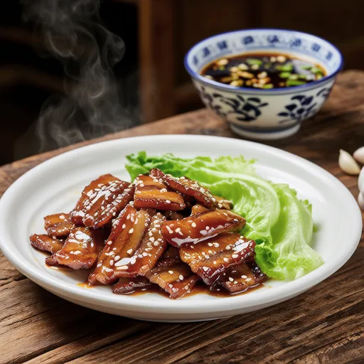 Stir-fried Pork Belly with Lettuce and Scallion Salt Sauce