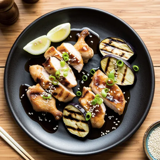 Chicken Tenderloin and Grilled Eggplant with Ume Ponzu Sauce