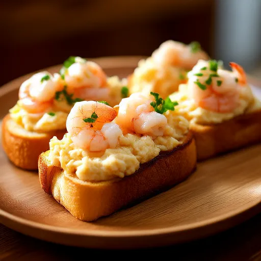Toast de purée de pommes de terre et crevettes