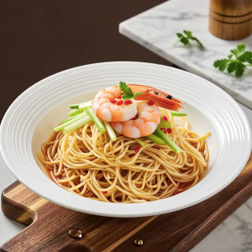 Lemon Glass Noodle Salad with Bean Sprouts and Shrimp