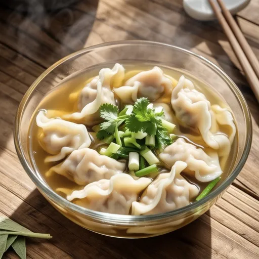 Cilantro and Chicken Wonton Soup