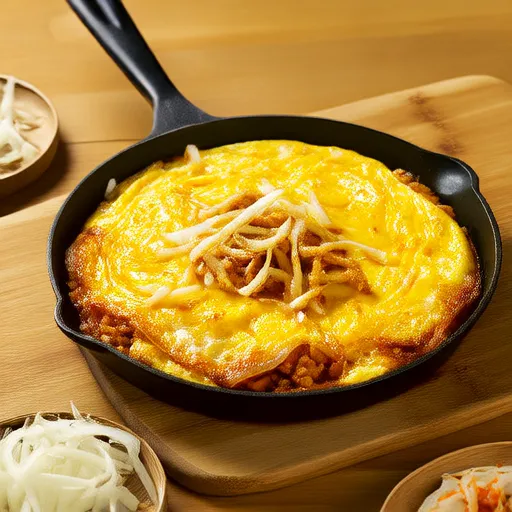 양파 치즈 돼지고기 오믈렛