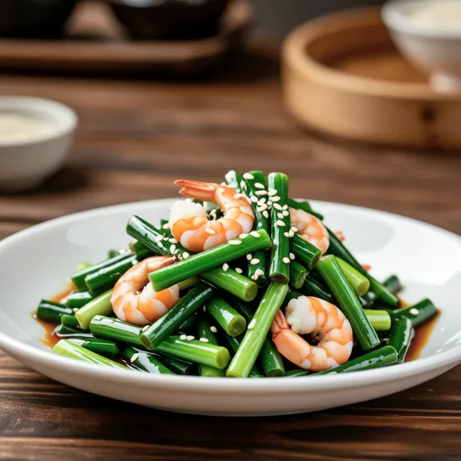 Garlic Scapes Stir-fried with Dried Shrimp