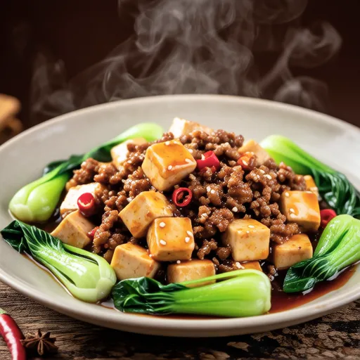 Stir-fried Bok Choy and Fried Tofu in Spicy Sauce