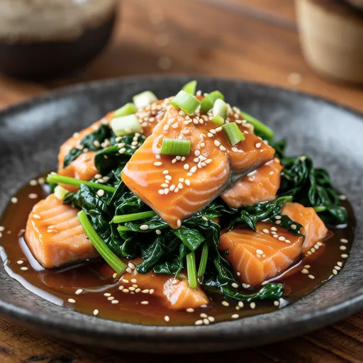 Salmon and Spinach Miso Stir-fry