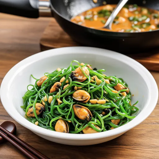 Mizuna and Canned Mackerel Curry Stir-fry