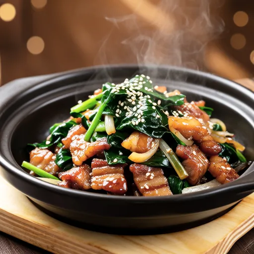 Mitsuba and Pork Sesame Stir-fry