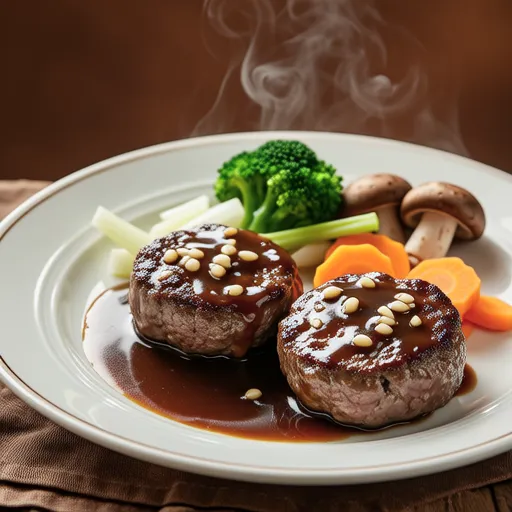 Mini Simmered Hamburg Steak with Vegetables