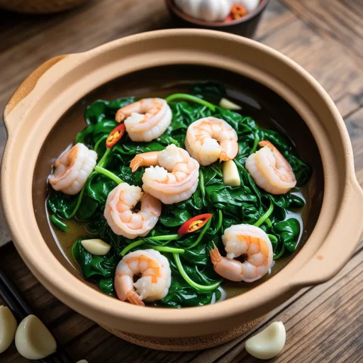 Spinach and Shrimp Ajillo