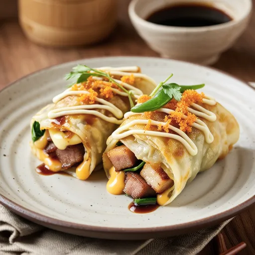 Okonomiyaki Cheese Wrap with Gyoza Skins