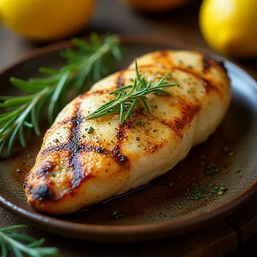 Pechuga de pollo a la parrilla con limón y hierbas sin aceite