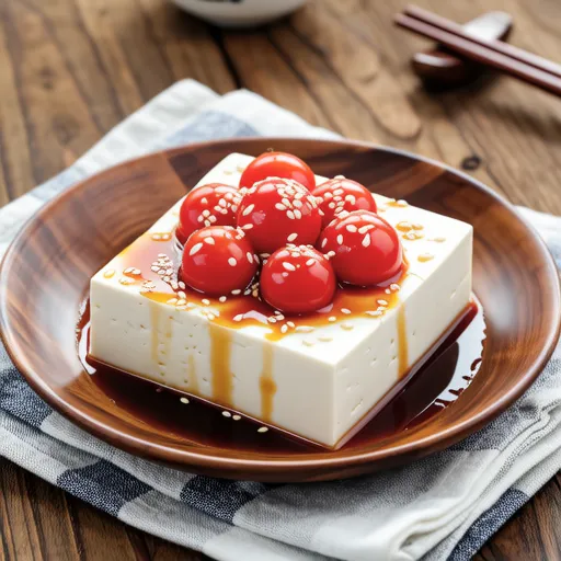 Mini Tomato and Mekabu Cold Tofu