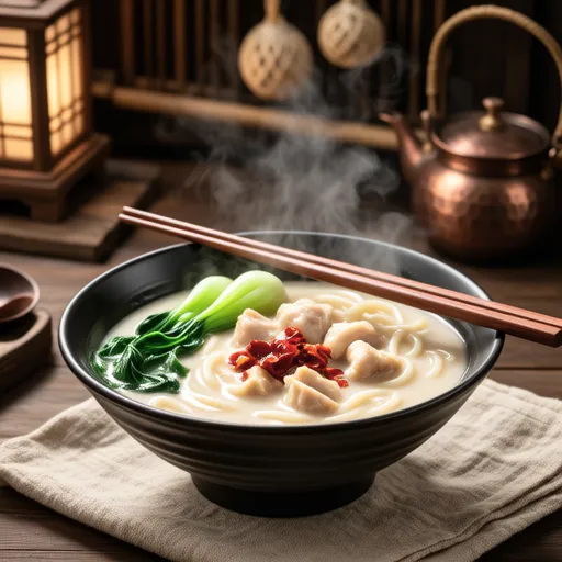 Spicy Soy Milk Udon with Bok Choy and Chicken