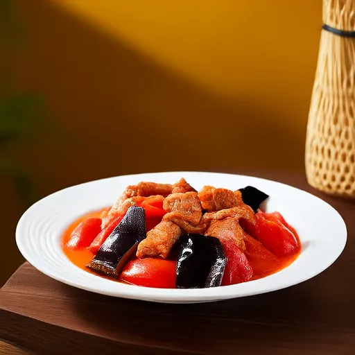 Poêlée de porc aux tomates et aubergines