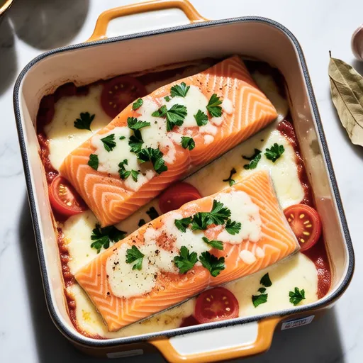 Salmon and Tomato Herb Cheese Bake