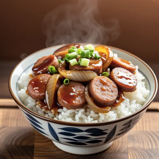 Sausage and Fish Cake Rice Bowl
