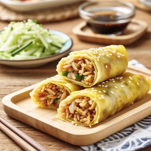 Egg Roll Rice with Dumplings