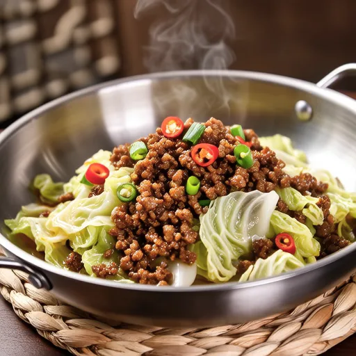 Spicy Stir-fried Ground Meat and Cabbage