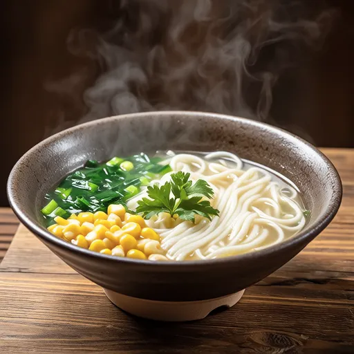 Komatsuna and Corn Vermicelli Soup